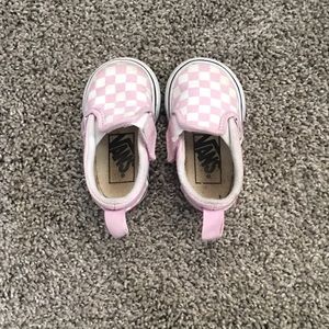 Hard bottom Velcro pink check vans